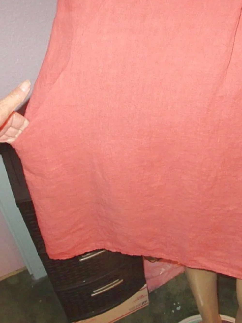 Italian Linen Dress Womens L Pockets Shirt Shift Oversized Roll Tab Beach Resort